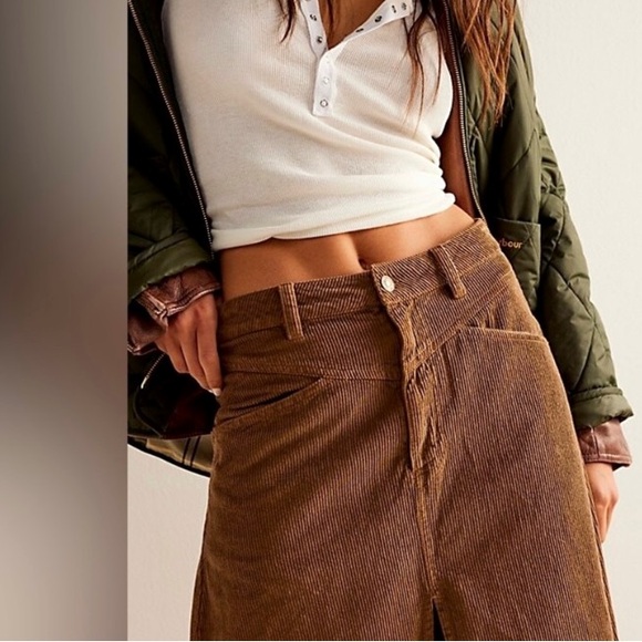 Free People We The Free Come As You Are Cord Maxi Skirt ✨ Cocoa Size 2 - Picture 4 of 12